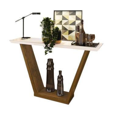 Imagem de Aparador Sala Estar 136cm Tampo MDF c/ Vidro Lótus D04 - D`Rossi