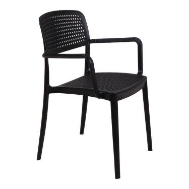Imagem de Cadeira Tramontina Serena Com Braços Preto Empilhável Em Polipropileno Com Proteção Antimicrobiana