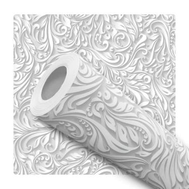 Imagem de Papel De Parede Vinílico Provençal Branco Efeito Visual 3D Sala 10m - 