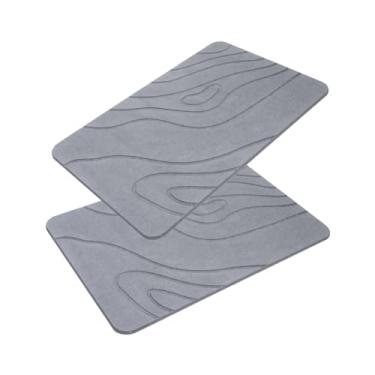 Imagem de QUALIKUS Tapete de banho de pedra antiderrapante - Tapetes de banho de pedra diatomácea super absorvente para banheiro - Tapete de banheiro de secagem rápida Tapete de chuveiro de secagem rápida