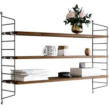 Imagem de Prateleiras flutuantes para parede, banheiro, prateleira de parede, prateleiras de parede de madeira, prateleiras de armazenamento para quarto, sala de estar, banheiro, cozinha, escritório, 3 camadas,