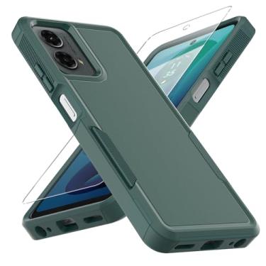 Imagem de Capa para Moto G 5G 2024, [teste de queda de grau militar] com protetor de tela, capa protetora de camada dupla para celular resistente à prova de choque para Motorola Moto G 5G 2024 (verde escuro)