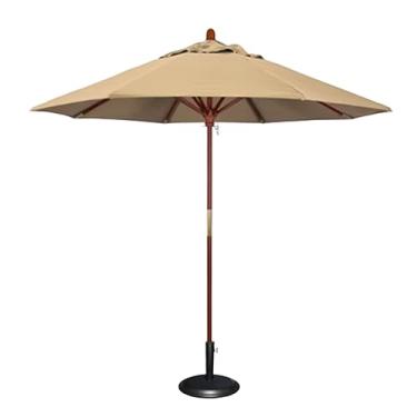 Imagem de Guarda-chuva de jardim Guarda-chuva de madeira sólida para pátio,7 pés e 9 pés,emenda telescópica,compacta,redonda,coluna média,para áreas externas,praia, cabine de café Base preenchível