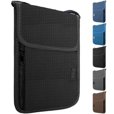 Imagem de Maiiu Carteira de pescoço de viagem com bloqueio RFID – bolsa organizadora para passaporte – bolsa de viagem portátil fácil de ocultar, Preto, Bloqueio RFID