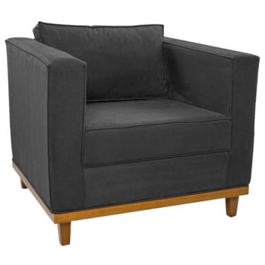 Imagem de Poltrona Decorativa Europa Linho Cinza Escuro AM Decor