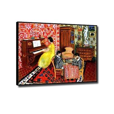 Imagem de JZSDGB Pianista e jogador de damas por Henri Matisse impressões - reprodução de pintura a óleo famosa em tela - pintura abstrata em tela imagem de arte de parede para decoração de casa 40 x 50 cm (16