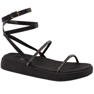 Imagem de Sandalia Papete Feminina Flat  Flatform Brilho Strass Anatomica Confor
