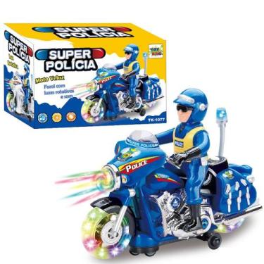 Imagem de Moto de Brinquedo Policial Bate e Volta com Luzes Farol Som - Barcelon