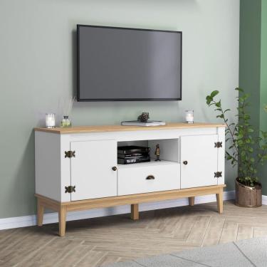 Imagem de Rack - Colonial 135x66x41 cm 2 Portas 1 Gaveta Mel / Branco