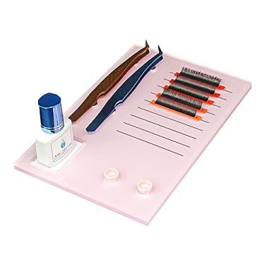 Imagem de LIXIMMAZN Acrylic Eyelash Grafting Pallet, Lash Tile holder, Bigger Size Glue Cups Eyelash Extensions Storage Gasket Pads with Magnetic Suction for 2 Tweezers(Pink-7.87x5.12in)