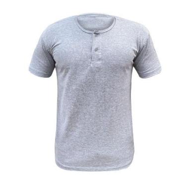 Imagem de Camiseta Henley Masculina Camisa Algodão Premium Gola Portuguesa Padre
