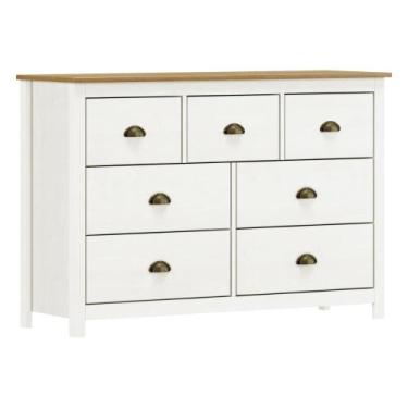 Imagem de Cômoda 7 Gavetas em Madeira Linha Topázio - Branco/Freijó - Magazine D