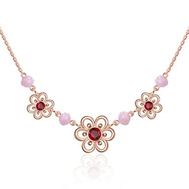 Imagem de AILIFE Colares delicados de flor de margarida para mulheres, modernos, banhados a ouro 18 K, colares com pingente de zircônia cúbica, Banhado a ouro rosa, Zircônia cúbica