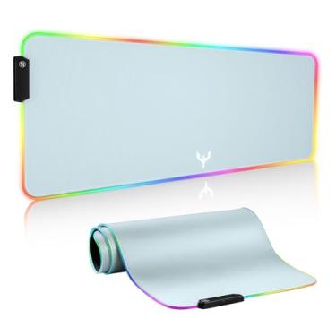 Imagem de BladeHawks Mouse pad RGB extra grande para jogos, mouse pad de LED macio estendido, base de borracha antiderrapante, tapete de mouse para teclado de computador (80 x 30 cm) cinza