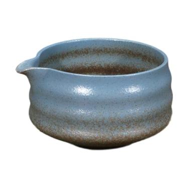 Imagem de Ioensy Tigela de matcha em cerâmica, tigela tradicional japonesa de matcha, cerimônia de chá verde Chawan, copo de chá verde feito à mão para amantes de chá, Azul