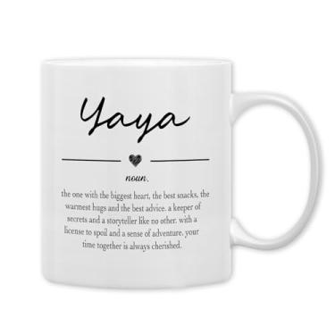 Imagem de QASHWEY Yaya Gifts Caneca de café, presentes para avó Yayas de netos, netos, avó, caneca de café, canecas de dia das mães, xícara de chá, presente para vovó, Yaya, definição, xícara de café de