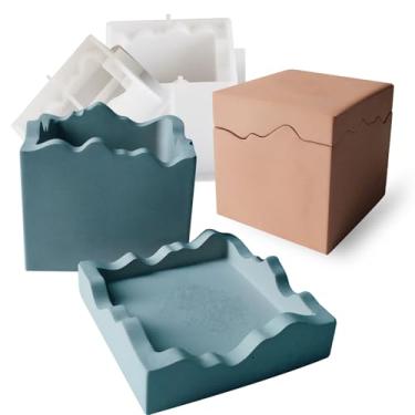 Imagem de Japleed Molde quadrado com bordas irregulares, recipientes de vela criativos, porta-joias, moldes de concreto de resina, recipiente de armazenamento exclusivo, moldes de silicone, kit de artesanato de