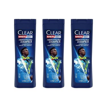 Imagem de Shampoo Clear 400Ml Men Hidrat Campea Vini Jr - Kit Com 3Un