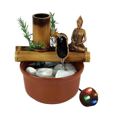 Imagem de Fonte De Mesa Agua Buda Hindu Cascata Bambu Decorativa 19cm - NoBrand,