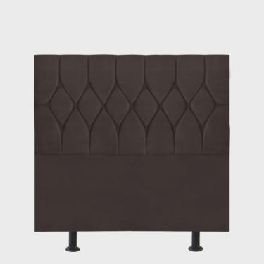 Imagem de Cabeceira Estofada Istambul Botão Capitonê 120cm Viúva Solteirão Para Cama Box Quarto Corino Marrom - Ahz Móveis
