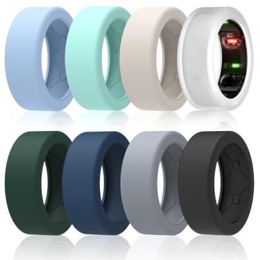 Imagem de SZJCLTD Pacote com 8 capas de anel para Oura Ring Gen 4/Gen 3, capa de silicone elástica antiarranhões para malhar na academia - patente pendente
