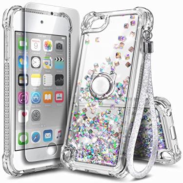 Imagem de NGB Capa para iPod Touch 7, capa para iPod Touch 6/5 com protetor de tela HD e suporte de anel para meninas e crianças, capa fofa de TPU macio com glitter líquido para Apple iPod Touch 7ª/6ª/5ª geração – Pedra transparente