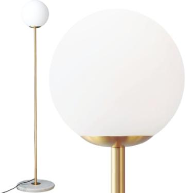 Imagem de Gimpo, Luminária Poste Piso 169cm Jabuticaba Dourada Mármore Globo 15cm Coluna Chão Gimpo KJTD-706-GOLD