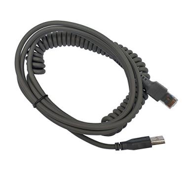 Imagem de E-Simpo LS2208 Cabo USB espiral 3mtr para scanner de código de barras Ls2208ap Ls1203 Ls4208 Ls4278 Ds6707 Ds6708 9FT enrolado USB tipo A para RJ48 cabo de extensão espiral CBA-U12-C09ZAR (1 peça 3mtr