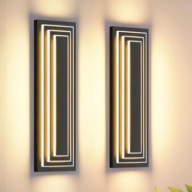 Imagem de ZSMAIKU Luminárias De Parede Externas De 23,6 Pol. De Comprimento, Luminárias Grandes Para Áreas Externas De 3 Níveis, Luzes De Led Para Varanda, Luzes De Garagem Externas À Prova D'Água, Arandela