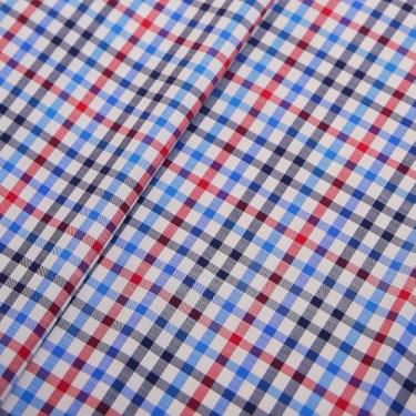 Imagem de Tecido 100 % algodão xadrez do The Yard, tecido de popelina de algodão adequado para vestidos da moda, camisas, saias, acolchoado e artesanato (grade vermelha azul céu preto e branco, 10