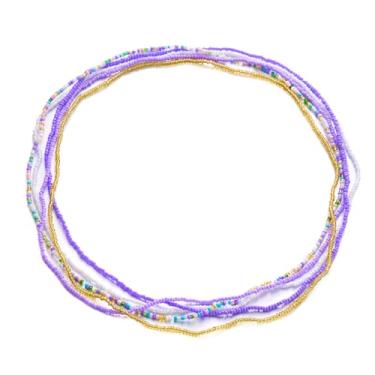 Imagem de Conjunto de correntes de contas de cintura boho coloridas para o verão, corrente de barriga africana, contas elásticas para perda de peso, correntes corporais, joias de biquíni para mulheres, Plástico