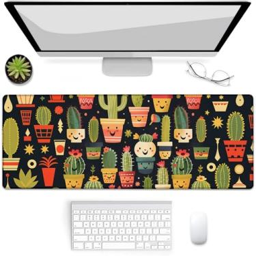 Imagem de VANZEV Coleção de cactos alegre, mouse pad para jogos, tapete de mouse, tapete de mesa, base de borracha antiderrapante para computadores, laptop, escritório, escola, acessórios para casa, presentes