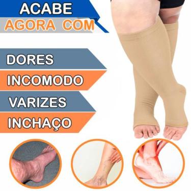 Imagem de Meias De Compressão Plus Size 3/4 Sem Ponteira Para Alivio De Dores Pe