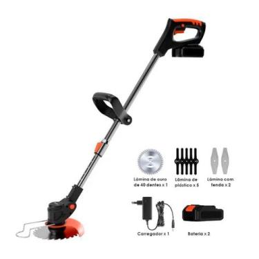 Imagem de Roçadeira Elétrica Cortador De Grama Aparador 2 Baterias 21V - It Blue