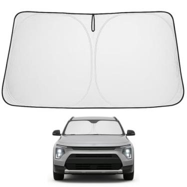 Imagem de Proadsy Protetor solar para para-brisa 2025 com ajuste personalizado Kia NIRO 2017-2022 4 camadas protetor solar frontal dobrável blocos de viseira de sol raios UV mantêm o refrigerador do carro