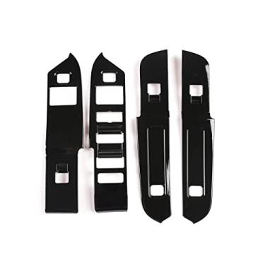 Imagem de TENWIND Para Land Rover Defender 110 2020 2021 2022 ABS Carro Janela Elevador Botão Moldura Adesivos Acessórios Direita Veículo (Preto brilhante)