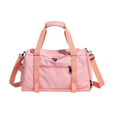 Imagem de Deevoka Bolsa de ginástica bolsa de viagem com compartimento de sapatos portátil grande fitness leve para treinar mulheres de ginástica de pesca de natação, Rosa