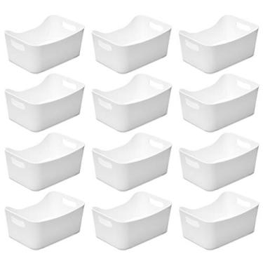 Imagem de Cesta de Armazenamento de Lixeira Aberta da YBM Home, Despensa de Cozinha, Banheiro, Lavanderia, Saúde e Beleza, Organizador de Produtos Sob o Gabinete (Pequeno - Pacote com 12, Branco)