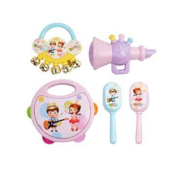Imagem de Kit Musical Infantil Baby Com Pandeiro Colorido e Chocalho - Toys