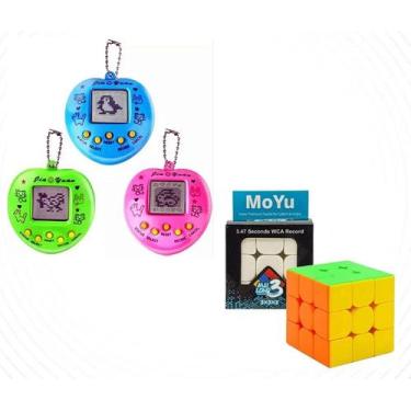 Imagem de Kit 10 Bichinho Virtual Tamagochi + 10 Cubo Magico Moyu Brinquedo
