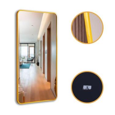 Imagem de Espelho Grande Retangular Decorativo Sala Banheiro Moldura Em Aluminio