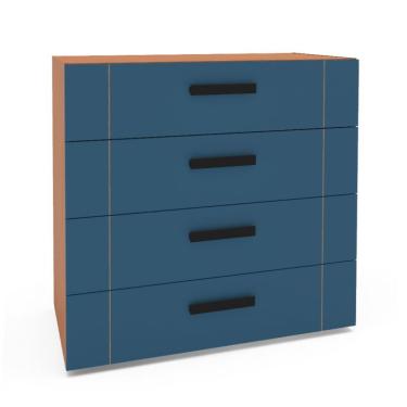 Imagem de Cômoda Lisboa 4 Gavetas Azul e Freijó