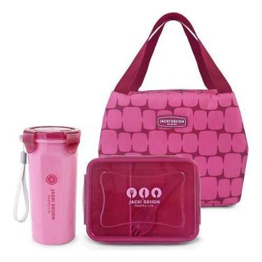 Imagem de Bolsa Térmica Marmita Copo Fitness Kit 3 Peças Elementos - PGB, Bordô