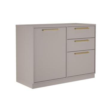 Imagem de Balcão 1 Porta 3 Gavetas 120cm com Tampo e Dobradiças Slow Motion Esse