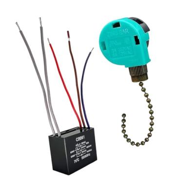 Imagem de IEUDNS Acessório para interruptor de ventilador de teto, luminária de parede profissional, capacitor de substituição CBB61, 3 velocidades, 5 fios, controle, Corrente de Bronze