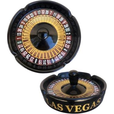 Imagem de Cinzeiro de cerâmica para roleta de cassino – Acessório redondo para fumar de 12,7 cm | Presente divertido para jogadores, amantes de Las Vegas e noites de cassino | Cinzeiro decorativo durável para