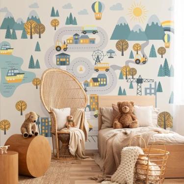 Imagem de Papel de Parede Quarto Menino Carrinhos na Cidade Painel 9m²