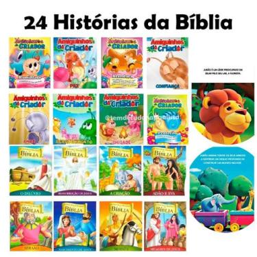 Imagem de Kit C/ 24 Livros Bíblicos Infantil  Histórias Ilustradas e Inspiradora