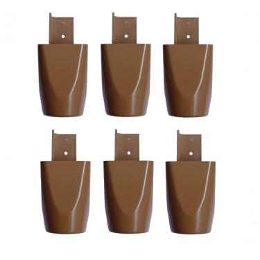 Imagem de Kit Com 6 Pés De Roupeiros Armarios 7cm Mari Marrom Plástico