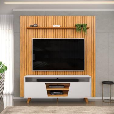 Imagem de Bancada Lana Com Painel Trento 240cm X 250cm X 45cm Bali/cedro